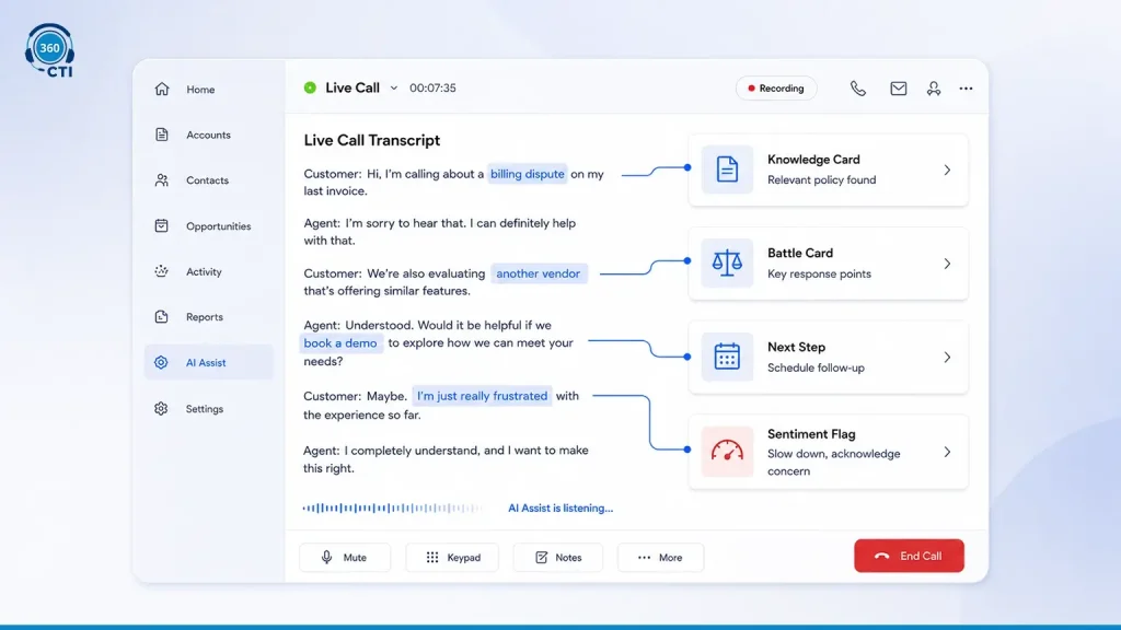What AI Can Surface in Real Time: Knowledge Cards, Battle Cards, Next Steps