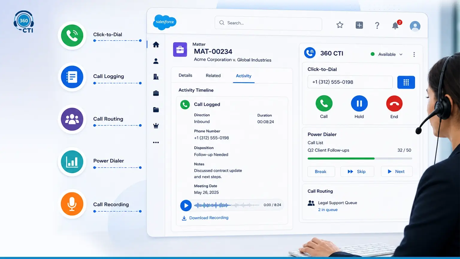 How 360 CTI Powers Professional Services Calling Inside Salesforce